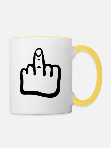 Hand, Finger g1 - Tasse zweifarbig - Weiß/Gelb