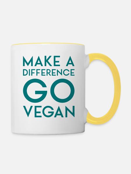 MAKE A DIFFERENCE GO VEGAN - Tasse zweifarbig - Weiß/Gelb
