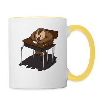 Sleeping school Uni sloth - Contrasting Mug - white/yellow - Right