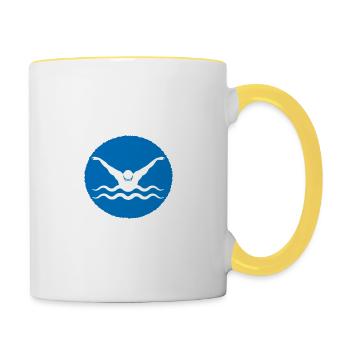 Schwimmer Schwimmsport Schwimmen Spruch lustig - Tasse zweifarbig - Weiß/Gelb - Rechts