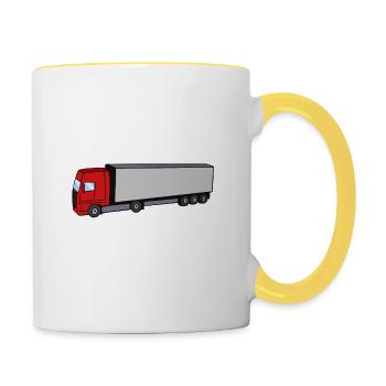 Verrückter LKW-Fahrer Trucker Fernfahrer lustig - Tasse zweifarbig - Weiß/Gelb - Rechts