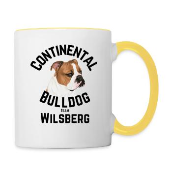 Continental Bulldog Team Wilsberg - Tasse zweifarbig - Weiß/Gelb - Rechts