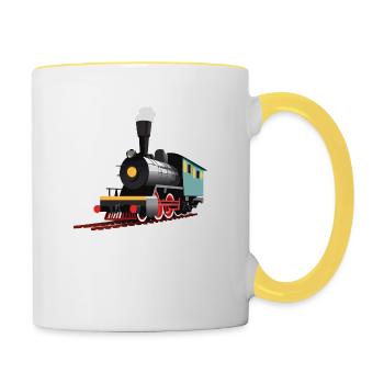 Kleine Dampflok - Tasse zweifarbig - Weiß/Gelb - Rechts
