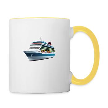 Kreuzfahrtschiff - Tasse zweifarbig - Weiß/Gelb - Rechts