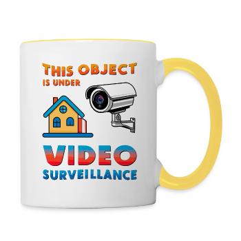 Objekt Überwachung - Tasse zweifarbig - Weiß/Gelb - Rechts