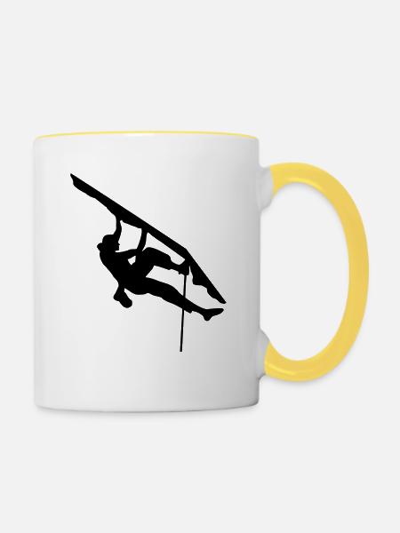 Klettern, Kletterin - Tasse zweifarbig - Weiß/Gelb