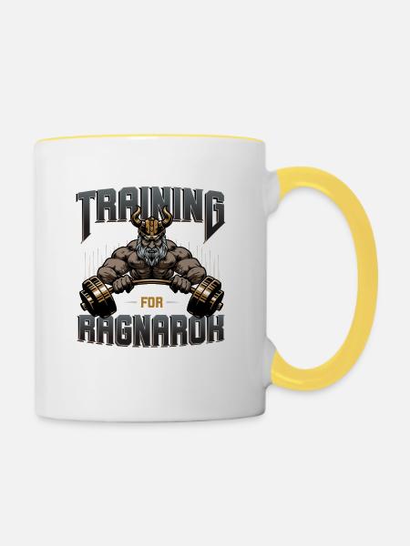 Wikinger, Wikinger Odin, Thor, - Tasse zweifarbig - Weiß/Gelb