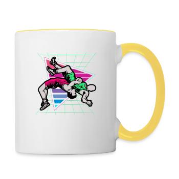 Ringen, Ringen Ringer, 2021, - Tasse zweifarbig - Weiß/Gelb - Rechts