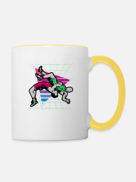 Ringen, Ringen Ringer, 2021, - Tasse zweifarbig - Weiß/Gelb