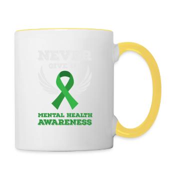 Santé mentale, santé mentale - Mug contrasté - blanc/jaune - Droite