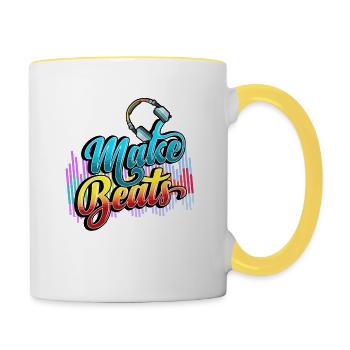 Beatmaker, Beatmaker Beat , Produzent, - Tasse zweifarbig - Weiß/Gelb - Rechts