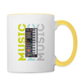 Beatmaker, Beatmaker synthesizer, 80s style, - Contrasting Mug - white/yellow - Right