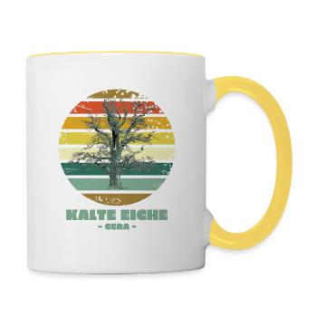 Ostthüringen Merch - Geras Kalte Eiche - Tasse zweifarbig - Weiß/Gelb - Rechts