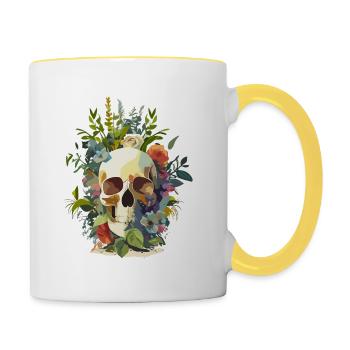 Human Skull & Flowers 12 - Contrasting Mug - white/yellow - Right