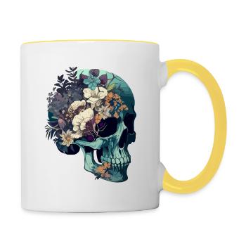 Human Skull & Flowers 7 - Contrasting Mug - white/yellow - Right