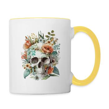 Human Skull & Flowers 10 - Contrasting Mug - white/yellow - Right