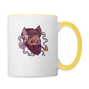 BAT HIPSTER - Contrasting Mug - white/yellow - Right