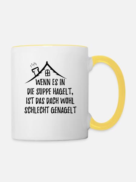 DACHDECKER - Tasse zweifarbig - Weiß/Gelb