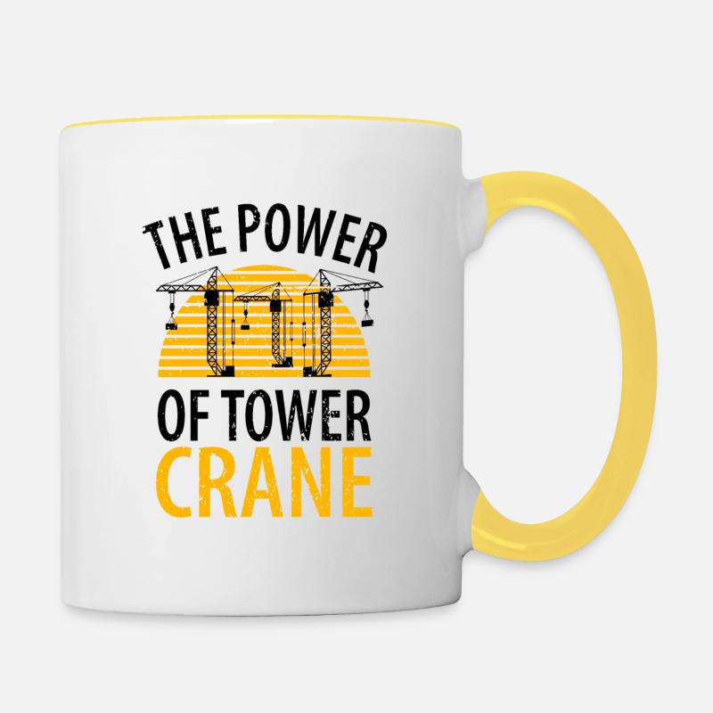 Crane Operator Father Father's Day Construction Worker Dad - Contrasting Mug - white/yellow