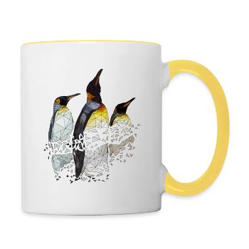 Pinguingruppe | Low Poly - Tasse zweifarbig - Weiß/Gelb - Rechts