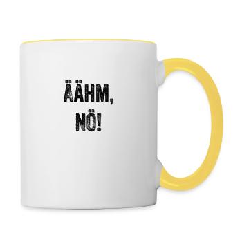 Äähm nö! Lustiger Spruch wenn man keine Lust hat - Tasse zweifarbig - Weiß/Gelb - Rechts