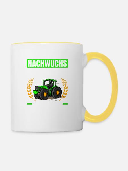 Landwirtschaft Nachwuchs Landwirt Traktor - Tasse zweifarbig - Weiß/Gelb