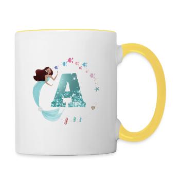 Customizable Monogram A Mermaid - Contrasting Mug - white/yellow - Right