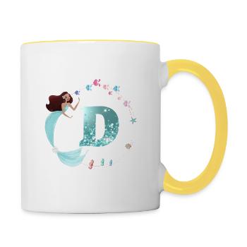 Customizable Monogram D Mermaid - Contrasting Mug - white/yellow - Right