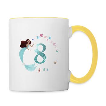 Personalisierbar Zahl 8 Meerjungfrau - Tasse zweifarbig - Weiß/Gelb - Rechts
