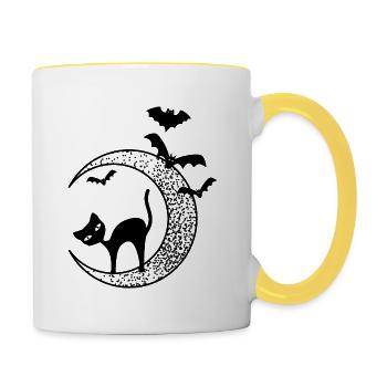 HALLOWEEN BLACK CAT - Contrasting Mug - white/yellow - Right