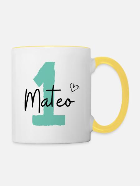 Mateo eins - Tasse zweifarbig - Weiß/Gelb