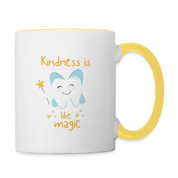 Kindness is like magic cute tooth fairy - Contrasting Mug - white/yellow - Right