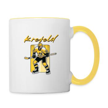 Hockey sur glace de Krefeld - Mug contrasté - blanc/jaune - Droite