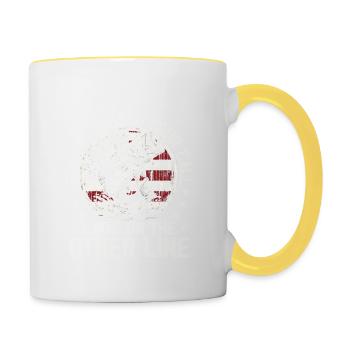 Tut mir leid, dass ich deinen Anruf verpasst habe, ich war auf der anderen Leitung - Tasse zweifarbig - Weiß/Gelb - Rechts