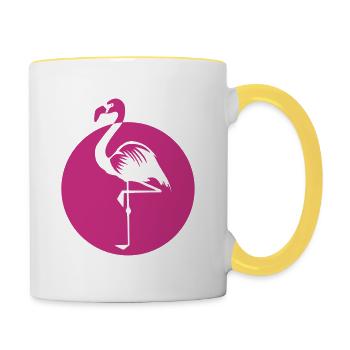 District de sauvagine rose oiseau flamant rose été - Mug contrasté - blanc/jaune - Droite