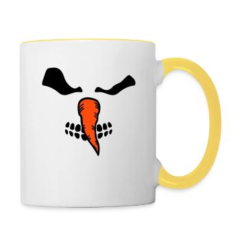 Bonhomme de neige de zombie - Mug contrasté - blanc/jaune - Droite