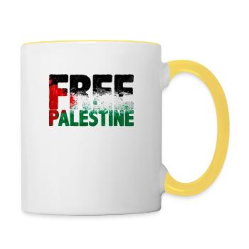 Free Palestine - Contrasting Mug - white/yellow - Right
