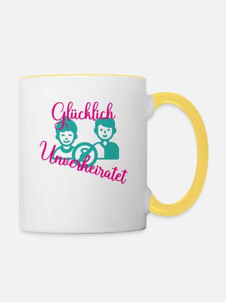 Unverheiratet & Glücklich - Tasse zweifarbig - Weiß/Gelb