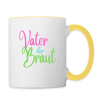 Vater der Braut - Tasse zweifarbig - Weiß/Gelb - Rechts