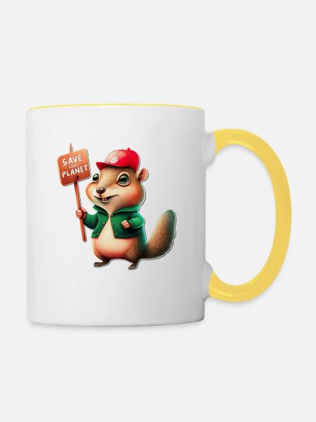 Zieselchen 1 - Tasse zweifarbig - Weiß/Gelb