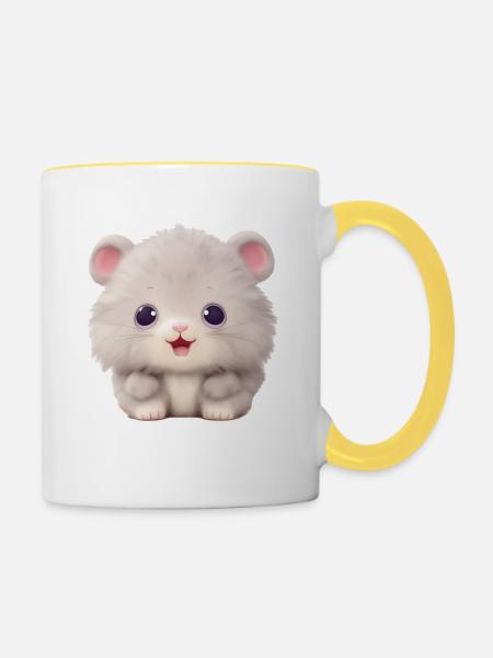 Cute Animal - Tasse zweifarbig - Weiß/Gelb