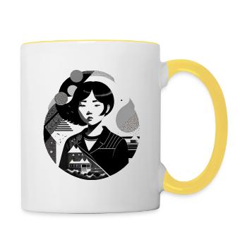 Japanese Girl - Contrasting Mug - white/yellow - Right
