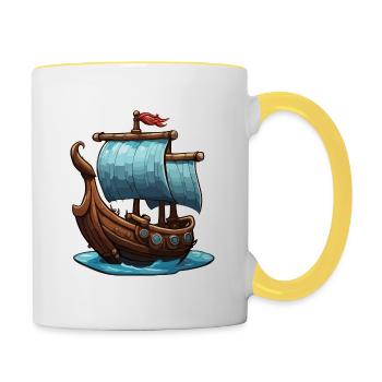 Navire / Bateau / Ancre / Mer / Océan / Capitaine - Mug contrasté - blanc/jaune - Droite
