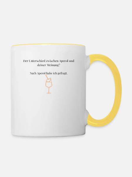 Der Unterschied - Tasse zweifarbig - Weiß/Gelb