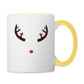 Rentier Rudolphs Hörner und Nase - Tasse zweifarbig - Weiß/Gelb - Rechts