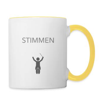 Ich höre Stimmen Chor Singen Geschenk - Tasse zweifarbig - Weiß/Gelb - Rechts