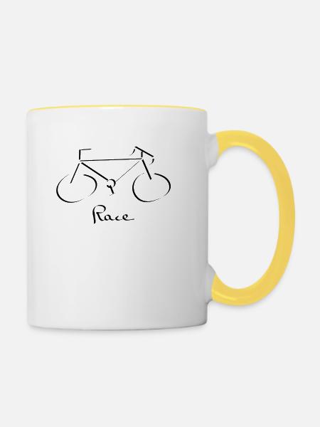 Rennrad - Tasse zweifarbig - Weiß/Gelb