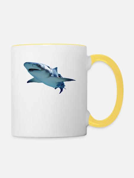 Haifisch - Tasse zweifarbig - Weiß/Gelb