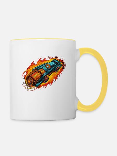 Turbo atomar - Tasse zweifarbig - Weiß/Gelb