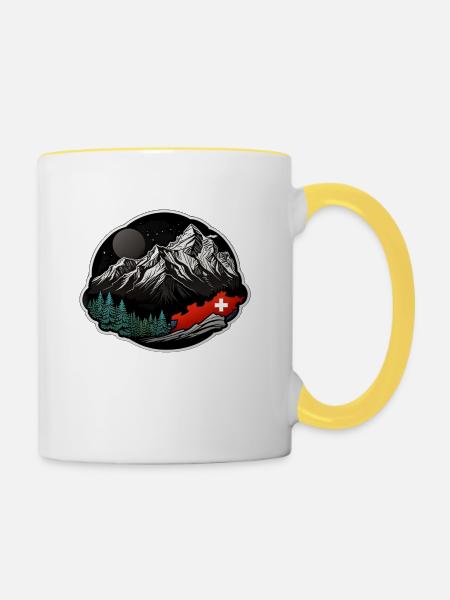 Schweizer Flagge - Tasse zweifarbig - Weiß/Gelb